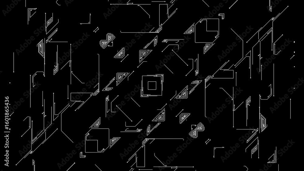 Poster abstract microcircuit tech line animated