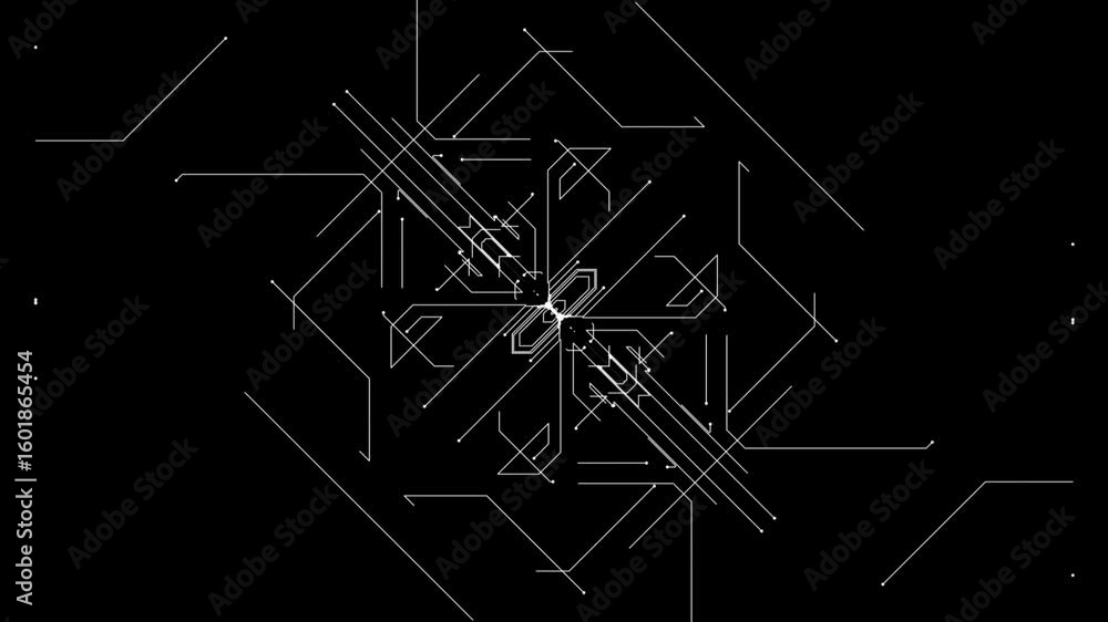 Poster abstract microcircuit tech line animated