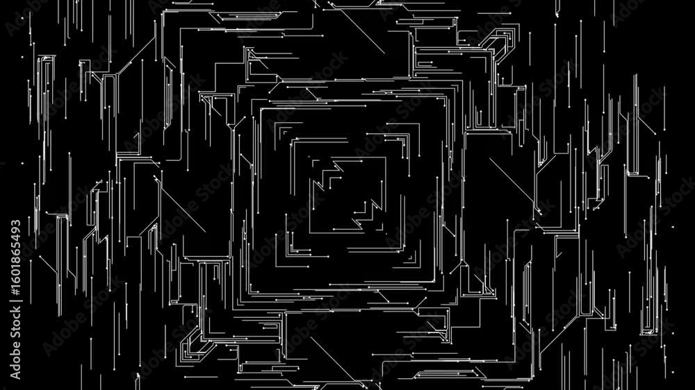Poster abstract microcircuit tech line animated