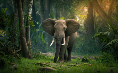 Exploring african elephants in jungle wildlife photography stock image