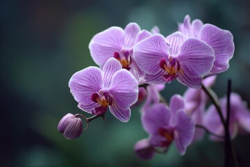 Obraz premium Green backdrop with a hazy purple orchid design