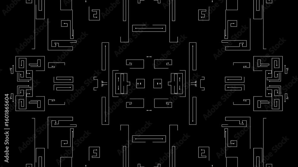 Poster abstract microcircuit tech line animated