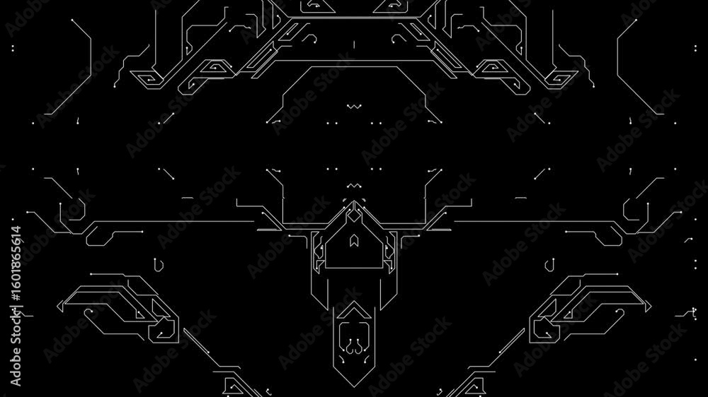 Poster abstract microcircuit tech line animated