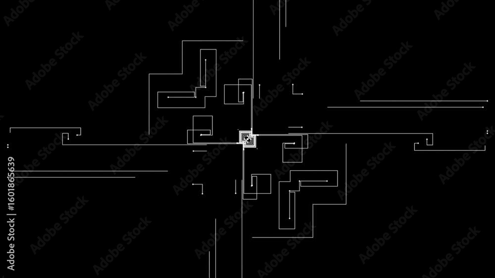 Poster abstract microcircuit tech line animated
