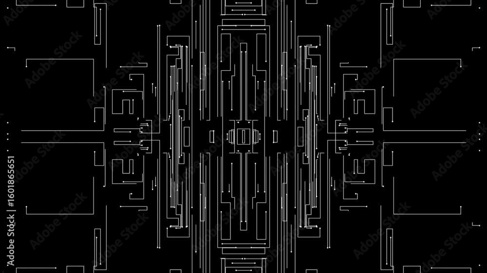 Poster abstract microcircuit tech line animated
