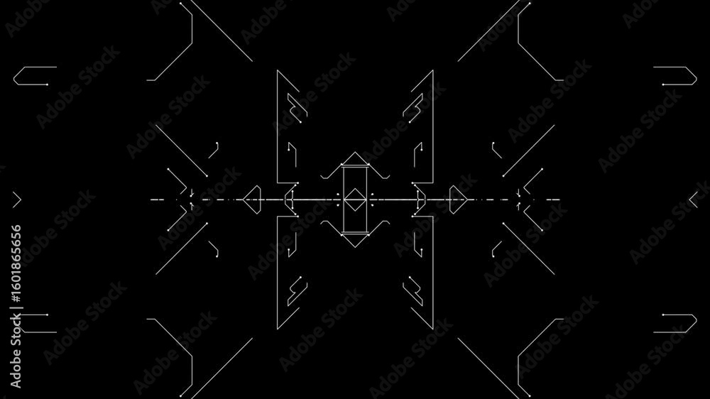 Poster abstract microcircuit tech line animated