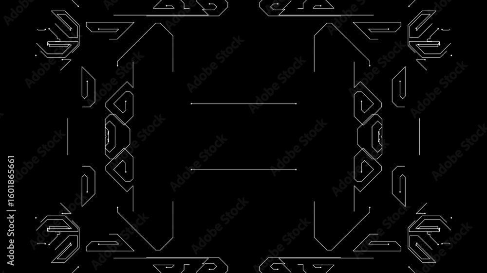Poster abstract microcircuit tech line animated