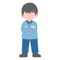 Cite little boy standing with arms crossed