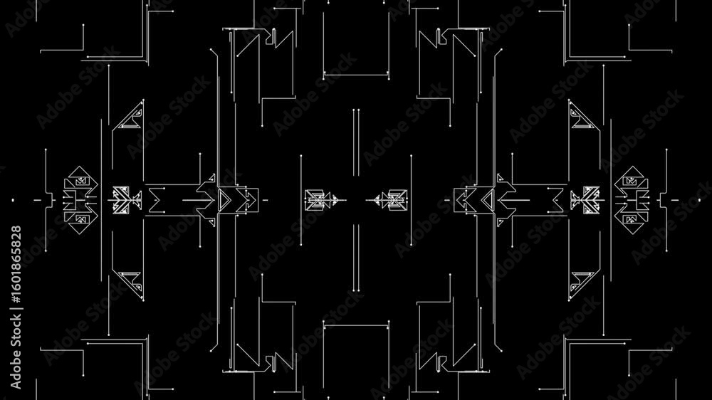 Poster abstract microcircuit tech line animated