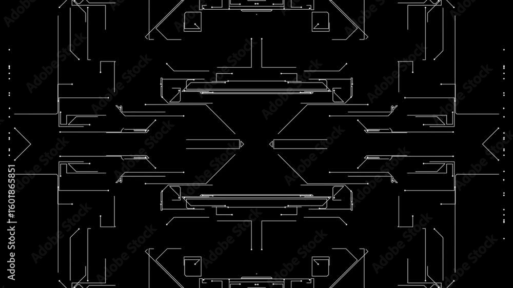 Poster abstract microcircuit tech line animated