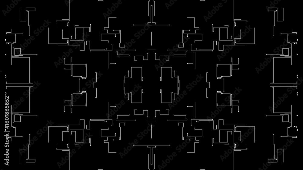 Poster abstract microcircuit tech line animated
