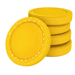 Plush coins 3d rendering Isolated on white png