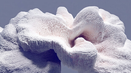 3D banner wallpaper of technological structures with natural rock shapes