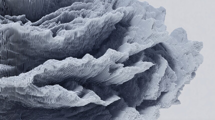 3D banner wallpaper of technological structures with natural rock shapes