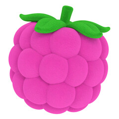 Plush Cute fluffy rasberry 3d rendering Isolated on white png