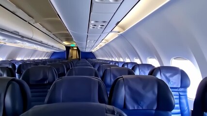 Empty airplane cabin interior