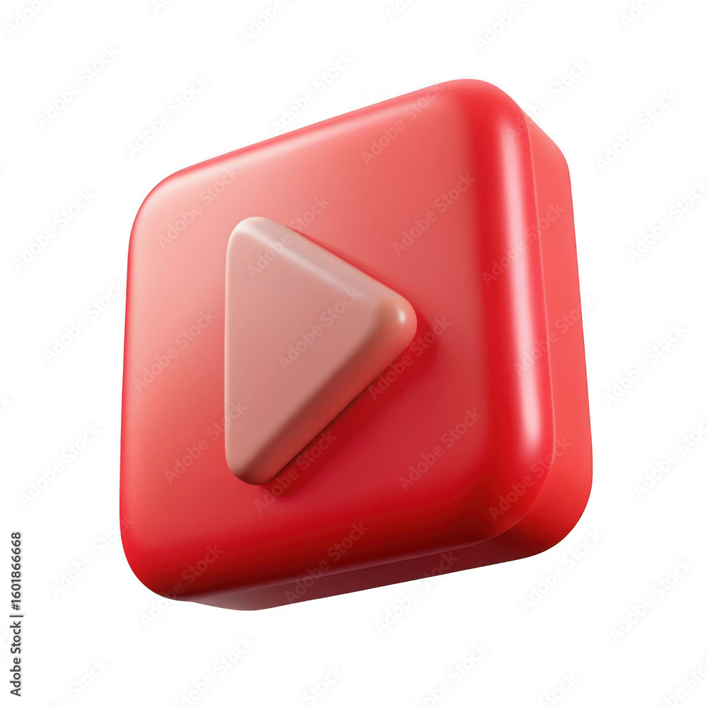 Poster 3d youtube play button isolated on transparent background