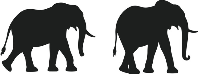 silhouettes of elephants on a white background