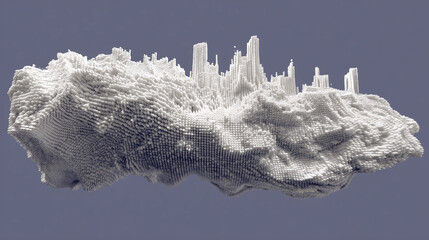 city created by particles, technology concept