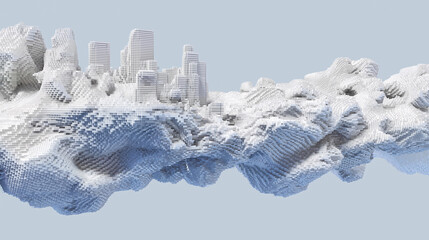 city created by particles, technology concept