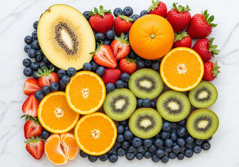Fresh fruit salad recipe ideas healthy eating with strawberries blueberries kiwi and oranges nutrition diet