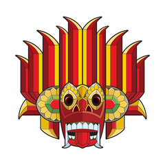 stylized sri lankan traditional devil mask color vector illustration.eps