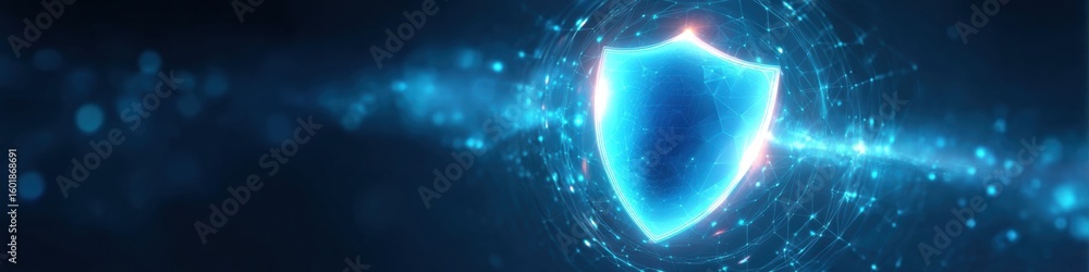 Poster premium cybersecurity training concept with digital shield and lock symbol modern tech network for c