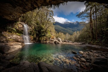 Hidden Waterfall In Lush Forest