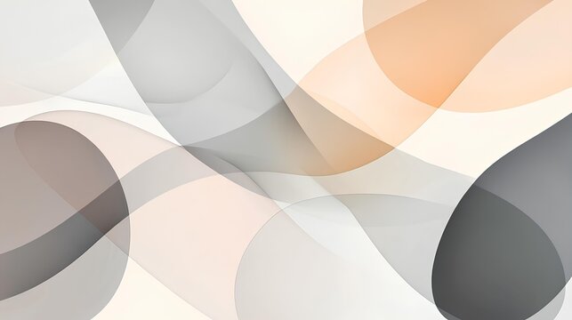 Abstract Wave Composition: A graceful dance of soft, fluid forms and shapes in harmonious shades of grey and peach creates a captivating visual experience. 