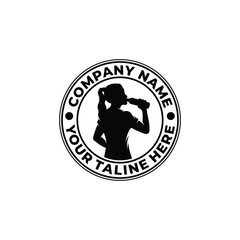 Silhouette of woman drinking logo design template