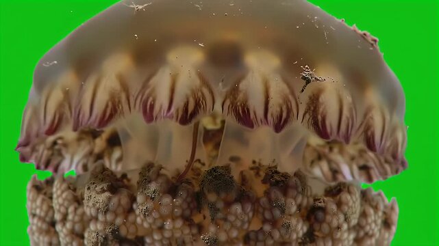 Upside-Down Jellyfish on Green Screen: Cassiopea andromeda