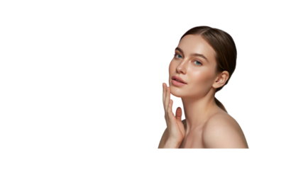 Beautiful Young Woman with Clear Skin and Natural Makeup - Skincare and Beauty Portrait