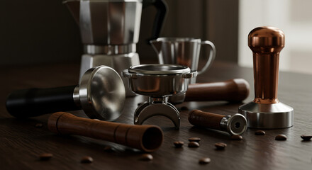 Coffee brewing tools still life