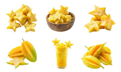 collection of star fruit isolate on transparency background