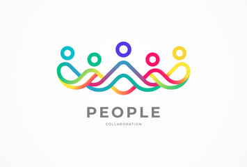 People logo design, Community human People Logo with gradient color, people logo template, vector illustration