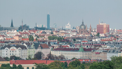 Fototapeta premium Aerial panoramic view of Vienna city timelapse from the Schonbrunn tiergarten