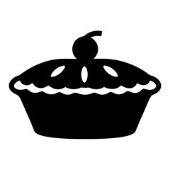 A black silhouette of a delicious cherry pie, perfect for celebrating