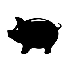 Black silhouette of a piggy bank representing savings and financial security