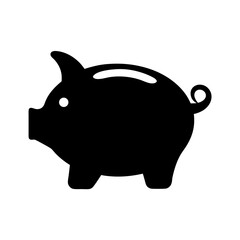 Simple black piggy bank image representing savings and financial security