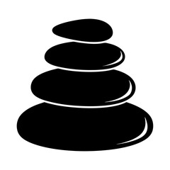 A simple, elegant black and white illustration of stacked zen stones