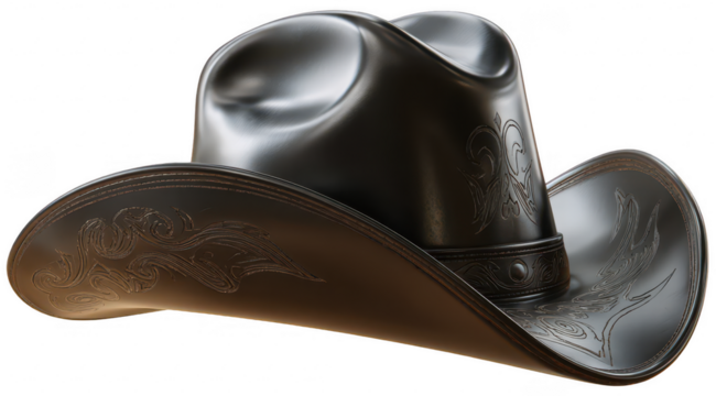 Dark cowboy hat, embossed details