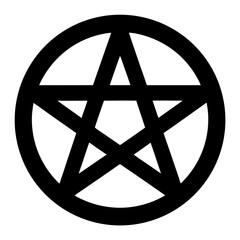 Obraz premium Classic black and white pentagram symbol enclosed within a circular boundary line
