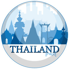 Thailand Skyline Vector Illustration in Blue Tones