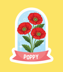 Vibrant Poppy Flowers in Retro Illustration