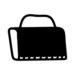 Stylized black bag with a handle and bottom with geometric details