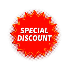 Red starburst with white text special discount offer isolated on a transparent background sale promotion