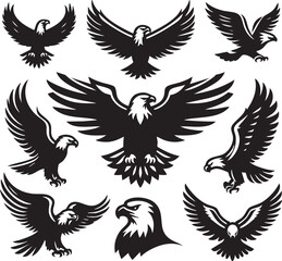Obraz premium Soaring Spirit: A collection of powerful eagle illustrations, perfect for representing freedom and strength. 