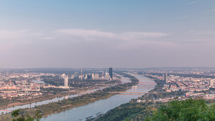 Skyline Vienna From Danube Viewpoint