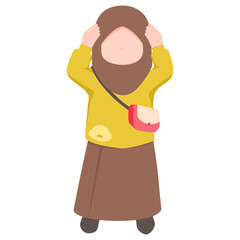 Cute little girl holding her head