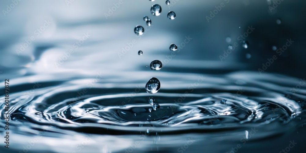 Poster a slow-motion capture of water droplets floating weightlessly in a zero-gravity environment